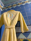 70s Vintage Christian Dior Logo Pastel Yellow Toweling Bathrobe