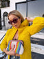 70s Vintage Yellow Hand Crochet Textured Hooded Cardigan