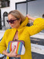 70s Vintage Yellow Hand Crochet Textured Hooded Cardigan