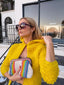 70s Vintage Yellow Hand Crochet Textured Hooded Cardigan