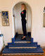 70s Vintage St. John Knits Nautical Jumpsuit | Navy Military Trim One Piece