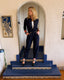 70s Vintage St. John Knits Nautical Jumpsuit | Navy Military Trim One Piece