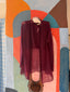 80s Vintage Rare Krizia Burgundy Mohair Sheer Knit Camisole and Cardigan Two Piece Set