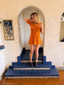 70s Vintage Cammi Orange Velvet Mini Dress
