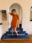 70s Vintage Cammi Orange Velvet Mini Dress
