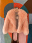 90s Vintage Mongolian Fur Coat | Blush Pink Curly Lamb Jacket