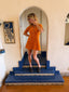 70s Vintage Cammi Orange Velvet Mini Dress