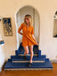 70s Vintage Cammi Orange Velvet Mini Dress