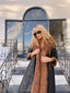 90s Vintage FENDI Rare Reversible Mongolian Curly Lamb Coat | Black & Cocoa Longline Trench