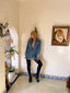 70s Vintage Bloomingdale’s Denim Military Jacket | Gold Button Star Cuff Jean Blazer