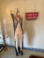 90s Vintage ROGIANI Netted Macramé Beaded Black Mesh Duster y2k