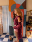 80s Vintage Rare Krizia Burgundy Mohair Sheer Knit Camisole and Cardigan Two Piece Set