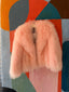 90s Vintage Mongolian Fur Coat | Blush Pink Curly Lamb Jacket