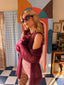 80s Vintage Rare Krizia Burgundy Mohair Sheer Knit Camisole and Cardigan Two Piece Set