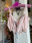 20s Vintage Antique Edwardian Ballet Pink Cotton Camisole | French Ribbon Lace Top