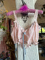 20s Vintage Antique Edwardian Ballet Pink Cotton Camisole | French Ribbon Lace Top