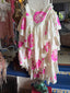 80s Vintage Norma Kamali OMO Airbrush Rose High Low Ruffle Skirt | Pink Floral Tiered Avant Garde Maxi