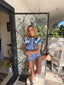 60s Vintage Sea Blue Terry Cloth Retro Romper | Mod Style Playsuit