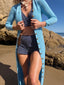 70s Vintage St. John Knits Baby Blue Longline Duster Cardigan |  Knit Sweater Maxi Dress