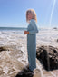 70s Vintage St. John Knits Baby Blue Longline Duster Cardigan |  Knit Sweater Maxi Dress