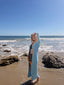 70s Vintage St. John Knits Baby Blue Longline Duster Cardigan |  Knit Sweater Maxi Dress