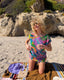 60s Vintage Rare Handmade Psychedelic Terry Cloth Beach Set | Tropical Butterfly Cover Up & Bikini Bottoms