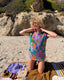 60s Vintage Rare Handmade Psychedelic Terry Cloth Beach Set | Tropical Butterfly Cover Up & Bikini Bottoms