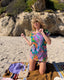 60s Vintage Rare Handmade Psychedelic Terry Cloth Beach Set | Tropical Butterfly Cover Up & Bikini Bottoms