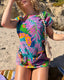 60s Vintage Rare Handmade Psychedelic Terry Cloth Beach Set | Tropical Butterfly Cover Up & Bikini Bottoms