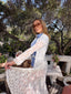 70s Vintage Embroidered Daisy Sheer White Lace Duster