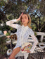 70s Vintage Embroidered Daisy Sheer White Lace Duster