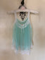 70s Vintage Aqua Daisy Peignoir Set | Sheer Chiffon Boudoir Lingerie
