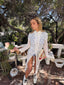 70s Vintage Embroidered Daisy Sheer White Lace Duster