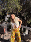 60s Vintage Butter Yellow Chiffon Peignoir Set | Sheer Lace Dress & Cape