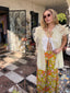 60s Vintage Butter Yellow Chiffon Peignoir Set | Sheer Lace Dress & Cape