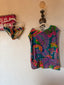 60s Vintage Rare Handmade Psychedelic Terry Cloth Beach Set | Tropical Butterfly Cover Up & Bikini Bottoms