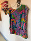 60s Vintage Rare Handmade Psychedelic Terry Cloth Beach Set | Tropical Butterfly Cover Up & Bikini Bottoms