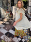 60s Vintage Butter Yellow Chiffon Peignoir Set | Sheer Lace Dress & Cape