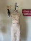 90s Vintage Claire Pettibone Sheer Lace Maxi Slip Dress | Romantic Blush Boho Bridal Gown