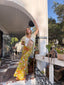 60s Vintage Butter Yellow Chiffon Peignoir Set | Sheer Lace Dress & Cape