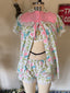 60s Vintage Novelty Print Babydoll Set | Mod Style Bloomers Bralette Dress 3 Piece Lingerie Set