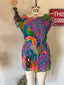 60s Vintage Rare Handmade Psychedelic Terry Cloth Beach Set | Tropical Butterfly Cover Up & Bikini Bottoms