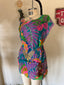 60s Vintage Rare Handmade Psychedelic Terry Cloth Beach Set | Tropical Butterfly Cover Up & Bikini Bottoms