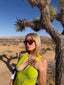 Late 80s Vintage Claude Montana Lime Green Zipper Bodycon Midi Dress