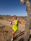 Late 80s Vintage Claude Montana Lime Green Zipper Bodycon Midi Dress
