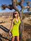 Late 80s Vintage Claude Montana Lime Green Zipper Bodycon Midi Dress