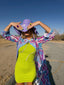Late 80s Vintage Claude Montana Lime Green Zipper Bodycon Midi Dress