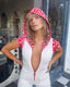 70s Vintage Jerell Of Texas Cherry Print Hooded Jumpsuit | Wide Leg Novelty Romper
