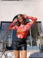 Vintage Fuzzi floral mesh top in pink orange and red tones