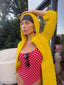70s Vintage Yellow Hand Crochet Textured Hooded Cardigan